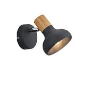 Spot singolo metallo nero e effetto legno Latika R81521032