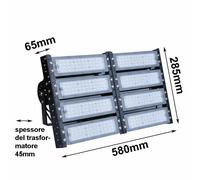 FARETTO LED 200W 400W LUCE FARO ESTERNO INTERNO IP66 LAVORI STRADALI CAMPI SPORT [EEK: A+]