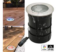 Faretto LED 24V calpestabile incasso 65mm IP68 tenuta stagna segnapassi 9W RGB [EEK: F]