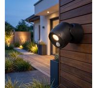 Faretto LED a batteria con sensore di movimento, 450 lumen, per esterni | sensore a 120 gradi, timer da 30 a 120 s, cono di luce da 8 m², montaggio a parete o picchetto da 27 cm