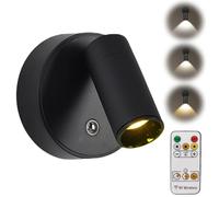 Faretto LED a batteria con telecomando, lampada da parete ricaricabile USB, 3 temperature di colore, dimmerabile, lampada da parete, senza fili, con funzione temporizzazione, faretto per piante