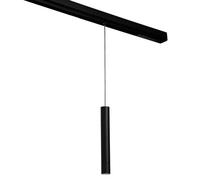 Faretto led a cilindro sospeso 8W nero per binario magnetico monofase 48V luce c