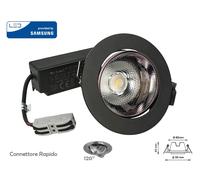 Faretto Led COB da Incasso 10W 6400K Rotondo Riflettore Orientabile Carcassa Ner
