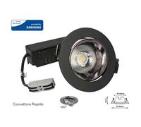 Faretto Led COB da Incasso 20W 4000K Rotondo Riflettore Orientabile Carcassa Ner