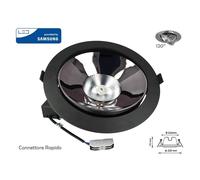 Faretto Led COB da Incasso 30W 6400K Rotondo Riflettore Orientabile Carcassa Ner