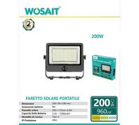 Faretto Led Con Pannello Solare 200w Portatile Faro Mare Spiaggia Luce Emergenza