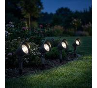 Faretto LED con picchetto e cavo, set da 4, altezza 16 cm, IP44, antracite, 3000 K, orientabile, picchetto, lampada da giardino