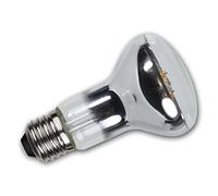 Faretto LED con riflettore E27 R63, 4W, bianco caldo, 230V, 300lm, 230V, angolo luce 180°, corpo in vetro trasparente, filamento LED, dimmerabile
