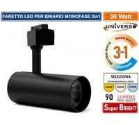 FARETTO LED DA BINARIO MONOFASE 30W TRACK LIGHT COB 2700 LUMEN CHANGING COLOR