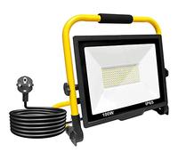 Faretto LED da Cantiere 100W, Faretto Portatile, Luce di Inondazione Bianca 6000K, 10000LM, Girevole a 360º, Impermeabile IP65, Pieghevole, cavo da 3 m. Illuminazione esterna, Officina, Lavoro, Garage