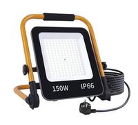 Faretto LED da Cantiere 150W,Fosingut Faro LED Portatile con Spina EU/Staffa Pieghevole/Cavo 2m/6500K,IP66 Impermeabile Proiettore Faretti LED per Banco da Lavoro Officina,Riparazioni Emergenza,Garage