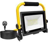 Faretto LED Da Cantiere 50W, Faretto Portatile, Luce Di Inondazione Bianca 6000K