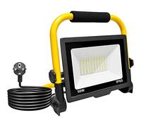 Faretto LED da Cantiere 50W, Faretto Portatile, Luce di Inondazione Bianca 6000K, 5000LM, Girevole a 360º, Impermeabile IP65, Pieghevole, cavo da 3 m. Illuminazione esterna, Officina, Lavoro, Garage