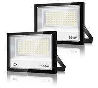 Faretto LED da Esterno 100W 2 Pezzi,10000LM 7000K Faro LED Esterno,144 LEDs Super Luminoso Bianco Freddo Luce di Sicurezza IP67 Impermeabile Faretti LED per Garage,Cortile,Giardino,Terrazza,Patio