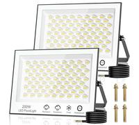 Faretto LED da Esterno 200W 2 Pezzi - Super Luminoso 20000LM Faretti LED 6500K Bianco Freddo Faro LED Esterno, IP65 Impermeabile Faretti LED Esterno per Giardino,Patio, Cortile, Terrazza, Garage