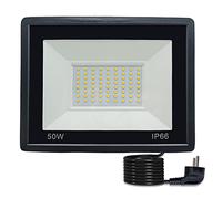Faretto led da Esterno 50w Proiettore led da Esterno con spina, Faretto LED per esterni con cavo da 3 m, impermeabile IP66 per garage, giardino, campo sportivo, terrazza, cortile, 3000K bianco caldo