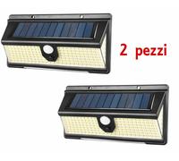 FARETTO LED DA ESTERNO CON PANNELLO SOLARE SENSORE DI MOVIMENTO CREPUSCOLARE 2pz