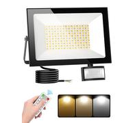Faretto LED da Esterno con Sensore di Movimento 100W,3000K/4500K/6500K Faretti LED da Esterno con Telecomando,10000LM IP66 Impermeabile Faro LED Esterno per Garage Cortile Giardino
