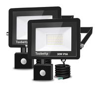 Faretto LED da Esterno con Sensore di Movimento 30W, Faretto LED da Esterno 3000LM Bianco Caldo 3500K Faretto Led Esterno Impermeabile IP66 Faro LED Esterno per Giardino Cortile Garage, 2 pezzi