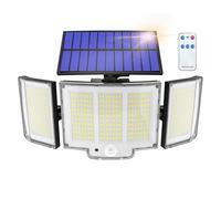 Faretto LED Da Esterno Solare 348LED Faro Led Esterno Con Pannello Solare Con Accumulatore 2000LM 270° Luci Solari Da Giardino 3 Modalità Faretti Solari a LED Da Esterno Lampione