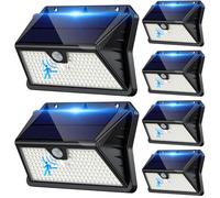 Faretto LED da Esterno Solare, Luci Solari da Giardino 3 Modos Lampada Solare da Esterno con Sensore di Movimento IP65 Impermeabile Luce da Esterno per Parete, Garage (6 Pezzi Bianco Freddo)