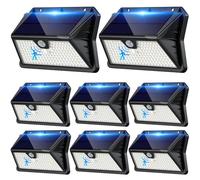Faretto LED da Esterno Solare, Luci Solari da Giardino 3 Modos Lampada Solare da Esterno con Sensore di Movimento IP65 Impermeabile Luce da Esterno per Parete, Garage (8 Pezzi Bianco Freddo)