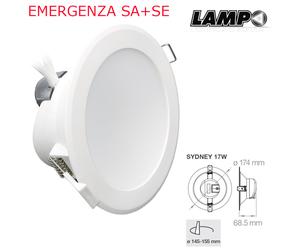 Faretto LED da Incasso 17W Lampo SYDNEY17WEM - Emergenza Tricolor Dimmerabile
