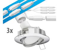 Faretto LED da incasso a soffitto DEX cromo opaco orientabile GU14,742W 450lm