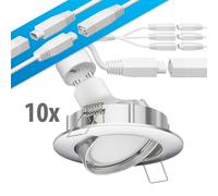 Faretto LED da incasso a soffitto DEX cromo opaco orientabile GU49, 14W ciascuno