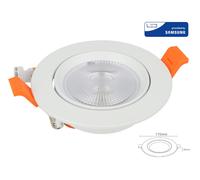Faretto Led Da Incasso Orientabile 20W Cob Freddo 6400K Diametro 170mm Foro 145m