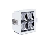 Faretto Led Da Incasso Quadrato 4X4W Caldo 2700K UGR<19 Riflettore 38° CRI>90 Ch