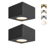 Faretto LED da Superficie IP44 Nero, Faretti da Soffitto quadrato Ø80x50mm con modulo LED 5W 550LM, 3CCT 3000K/4000K/6500K Faretti da Bagno 230V, Faretto Dimmerabile Extra Piatto, Alluminio, 2pcs