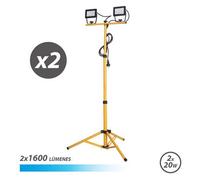 Faretto LED Elbat con Treppiede 2 x 20W - 1600 Lumen - Luce Fredda 6500K - Cavo 3m - IP65 per Esterno NEW