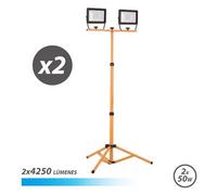 Faretto LED Elbat con Treppiede 2 x 50W - 4250 Lumen - Luce Fredda 6500K - Cavo 3m - IP65 per Esterno NEW