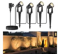Faretto LED, Faretti da Giardino Bianco Caldo 3000K, Impermeabile IP67, Faretti da Esterno a Basso Voltaggio 12v 17m, Luce da Giardino Esterna Per Giardino, Cortile, Alberi (Confezione da 4)
