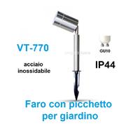 V-TAC Picchetto in Acciaio Inox con Portalampada GU10 (Max 35W) Orientabile IP44