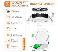 Faretto LED Incasso 70mm Smart RGB WiFi Bluetooth Alexa App Controllo...