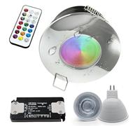 Faretto LED Incasso IP65 Impermabile per Cromoterapia Box Doccia, Bagno Turco, Sauna, Ambienti Umidi, RGB RGBW + Luce Bianca Colorata potenza 6W con telecomando ed alimentatore 12V