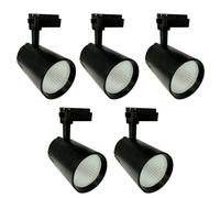 JANDEI - Pack x5 Faretti da Soffitto a LED, 30 W, Bianco Caldo 3000 K, 3000 Lumen, 185 V-265 V AC Monofase, Alluminio Cabina Armadio, Vetrina, Negozio, Ufficio. (Nero)