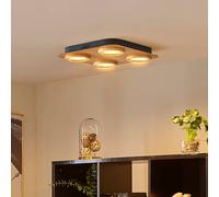 Faretto LED Lindby Joren, legno, 38 x 38 cm, a 4 luci, 3.000 K LINDBY