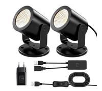 Faretto LED per interni, 5 W, alimentato tramite USB, illuminazione per display con controllo smart app, faretti orientabili a 360° per immagini, dipinti, piante, scaffali, armadi e vetrine (bianco