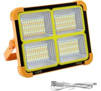 FARETTO LED Ricaricabile Portatile, Batteria Luce di Lavoro, Faro Cantiere Led per Riparazione Dell'auto, Campeggio, PIEGHEVOLE - POWER BANK RICARICABILE PANNELLO SOLARE USB
