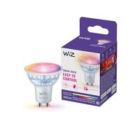 Faretto LED smart WiZ in vetro GU10, a colori e bianco Regolabile, equivalente 50 W, 2.200-6.500 K, 345 lumen, intensità regolabile, compatibile con Alexa, Google Assistant e Apple Home, conf. da 1