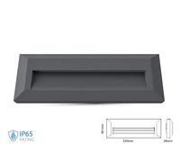 SEGNAPASSO LED NERO 3W BIANCO NATURALE RETTANG. IP65 VT-1162-LED1328 V-TAC