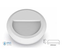 Faretto Luci Led Segnapasso Rotondo Carcassa Bianca 2W Bianco Neutro IP65 Montag
