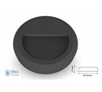 Faretto Luci Led Segnapasso Rotondo Carcassa Nera 2W Bianco Neutro IP65 Montaggi