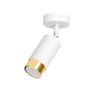 Faretto Orientabile 1 Luce Ragnar A Cilindro In Acciaio Bianco E Oro