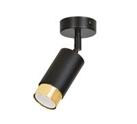 Faretto Orientabile 1 Luce Ragnar A Cilindro In Acciaio Nero E Oro