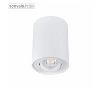 Faretto Orientabile GU10 Bianco 95mm Soffitto Parete Alluminio 1 Luce