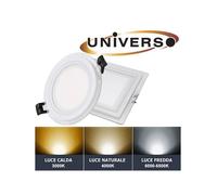 FARETTO PANNELLO LED INCASSO CON BORDO IN VETRO 6 9 12 18 24 WATT QUADRATO TON